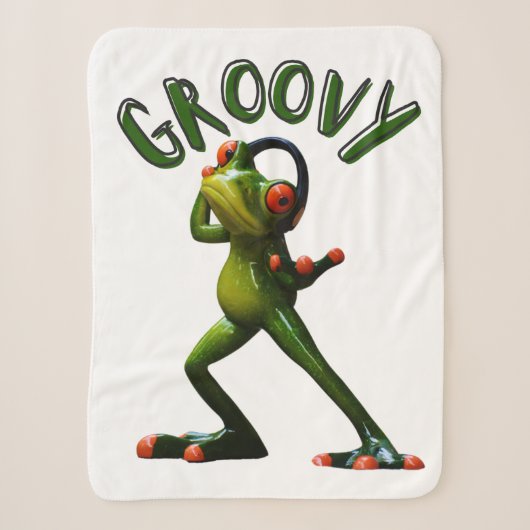 Groovy Groene Kikker Sherpa Deken (Voorkant)