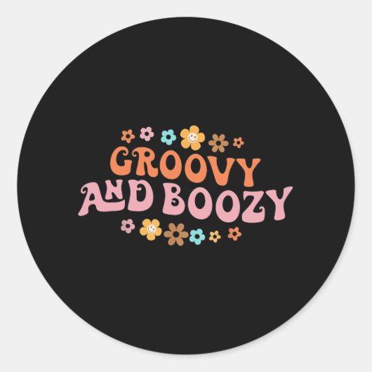 Groovy Groovy En Drankzuchtige Bachelorette Bruids Ronde Sticker (Voorkant)