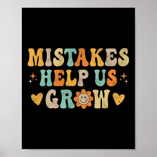 Groovy Growth Mindset Positieve Retro Teachers Ter Poster (Voorkant)