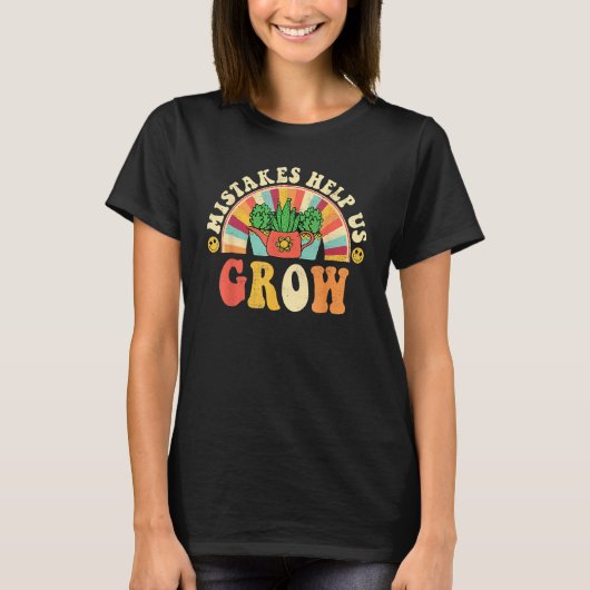 Groovy Growth Mindset Positive Retro Teachers Back T-shirt (Voorkant)