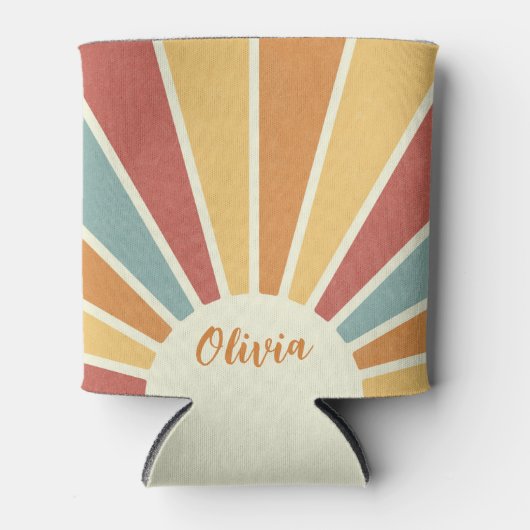 Groovy grunge retro stijl zonneschijn ontwerp blikjeskoeler (Voorkant)