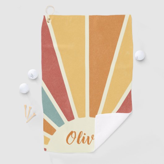 Groovy grunge retro stijl zonneschijn ontwerp golfhanddoek (Insitu)
