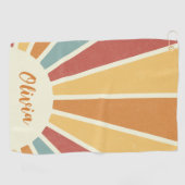 Groovy grunge retro stijl zonneschijn ontwerp golfhanddoek (Horizontaal)
