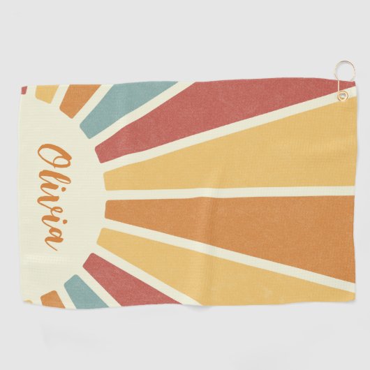 Groovy grunge retro stijl zonneschijn ontwerp golfhanddoek (Horizontaal)