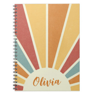 Groovy grunge retro stijl zonneschijn ontwerp notitieboek