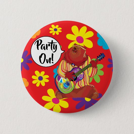 Groovy Guitar Beer Button (Voorkant)
