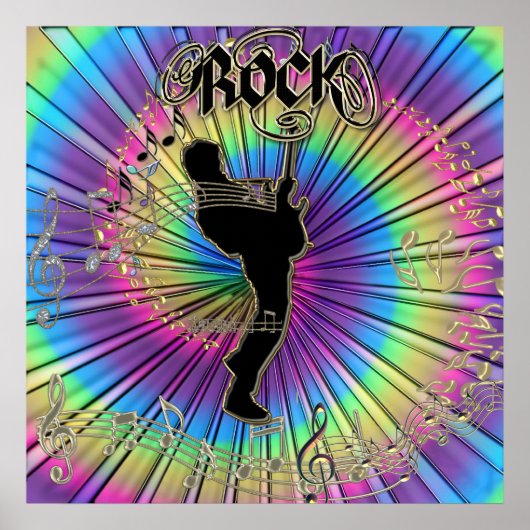 Groovy Guitar in een Stropdas-Dye Dream Music Post Poster (Voorkant)