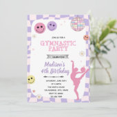 Groovy gymnastische feestuitnodiging kaart (Staand voorkant)