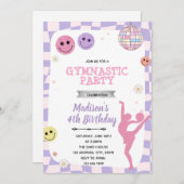 Groovy gymnastische feestuitnodiging kaart (Voorkant / Achterkant)