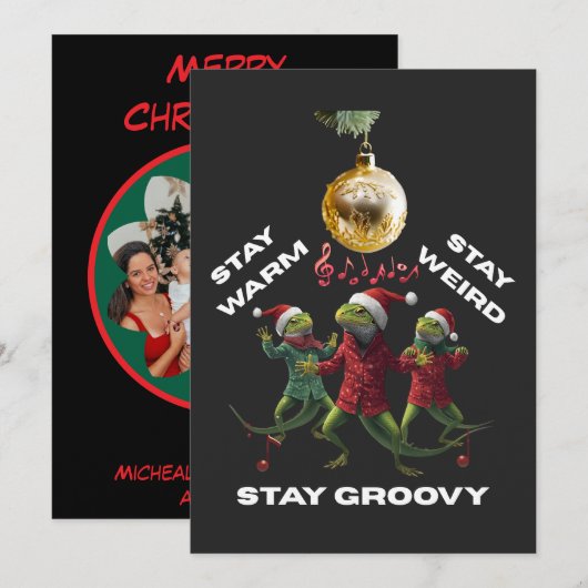 Groovy Hagedissen Feestdagenkaart (Voorkant / Achterkant)