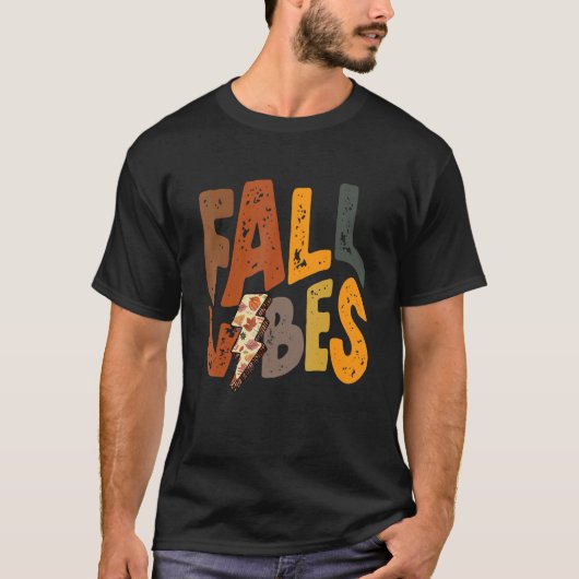 Groovy Hallo Herfst Vibes Lightning Bolt Autum T-shirt (Voorkant)