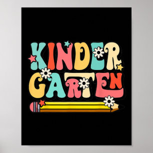 Groovy Hallo Kindergarten Vibes Retro Teacher Back Poster