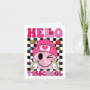 Groovy Hallo Preschool Pre-k Leerlingen Eerste Dag Kaart