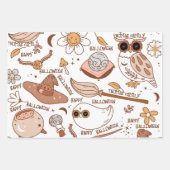 Groovy Halloween Boo Ghost Grappig Retro Patroon Inpakpapier Vel (Voorkant 2)