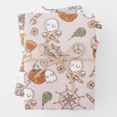 Groovy Halloween Boo Ghost Grappig Retro Patroon Inpakpapier Vel (In situ)