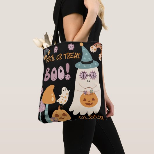 Groovy Halloween Boo Schattigee Trick or treat Cus Tote Bag (Dichtbij)