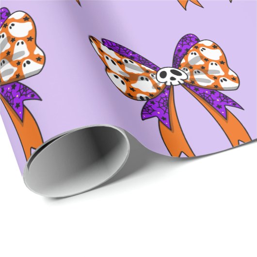 Groovy Halloween Cute Ghost Funny Retro Pattern Cadeaupapier (Rol Hoek)