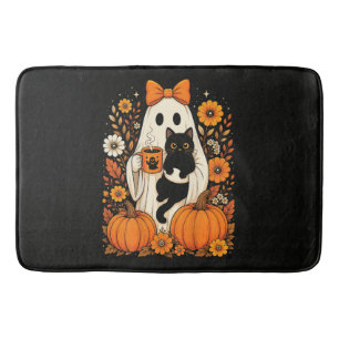 Groovy Halloween Geest met Zwarte Kat Bloem Badmat