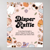 Groovy Halloween Ghost Baby shower Luier Raffle Poster (Voorkant)