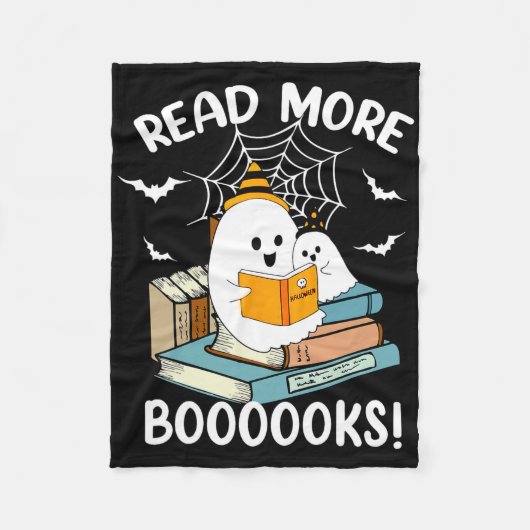 Groovy Halloween Ghost Lees Verder Boeken Biblioth Fleece Deken (Voorkant)