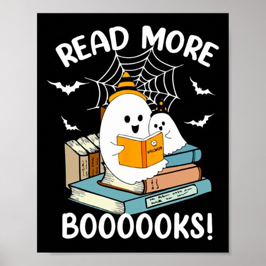 Groovy Halloween Ghost Lees Verder Boeken Biblioth Poster (Voorkant)