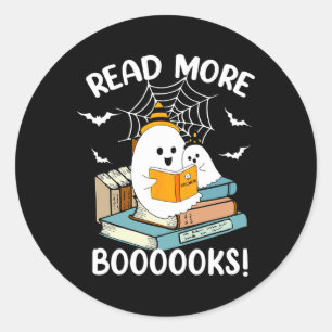 Groovy Halloween Ghost Lees Verder Boeken Biblioth Ronde Sticker