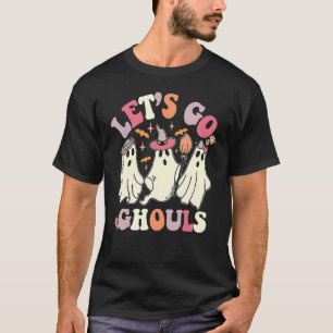 Groovy Halloween Laten we gaan Ghouls Retro Floral T-shirt