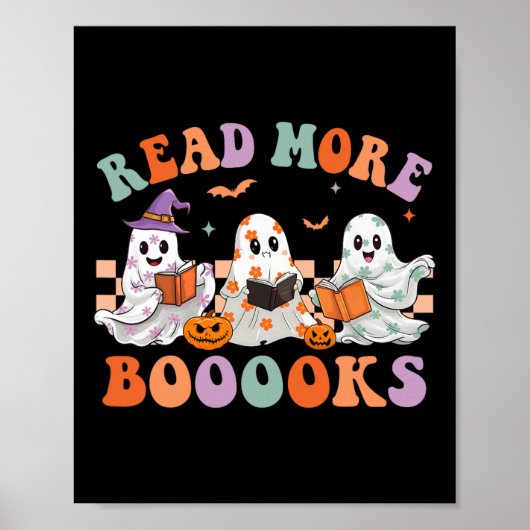 Groovy Halloween Lees Verder Boeken Floral Ghost B Poster (Voorkant)