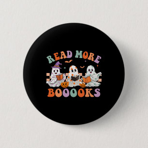 Groovy Halloween Lees Verder Boeken Floral Ghost B Ronde Button 5,7 Cm
