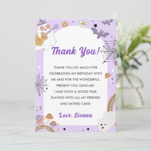 Groovy Halloween Leuke Ghost Bedankkaart (Staand voorkant)