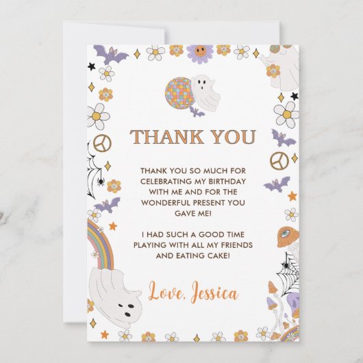 Groovy Halloween Leuke Ghost Bedankkaart (Voorkant)