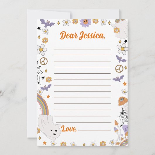 Groovy Halloween Leuke Ghost Time Capsule Note Mes Bedankkaart (Voorkant)