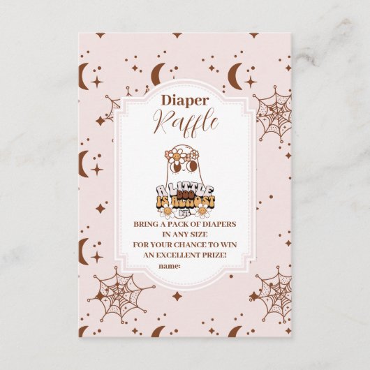 Groovy Halloween Little Boo Baby Raffle Diapper Informatiekaartje (Voorkant)