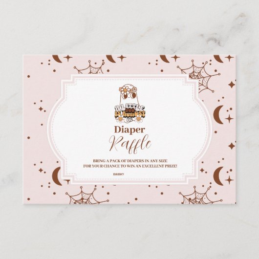 Groovy Halloween Little Boo Baby Raffle Diapper Informatiekaartje (Voorkant)