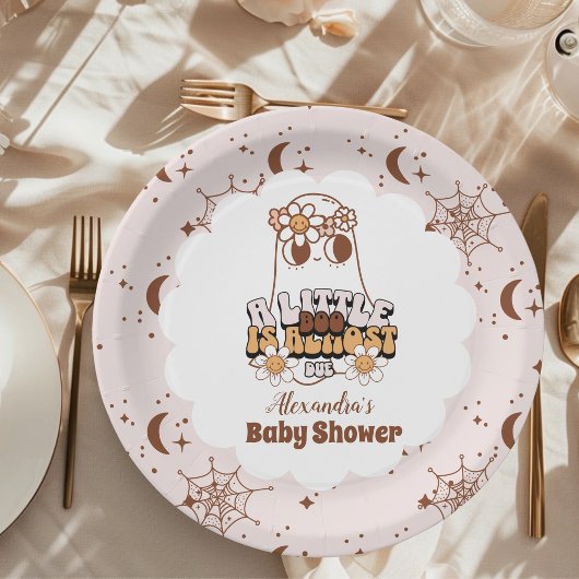Groovy Halloween Little Boo Baby shower Papieren Bordje