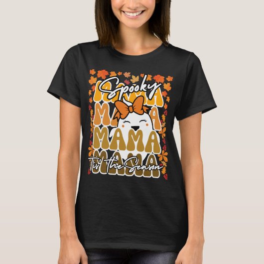 Groovy Halloween Mama Herfst Schattige Ghost Funny T-shirt (Voorkant)