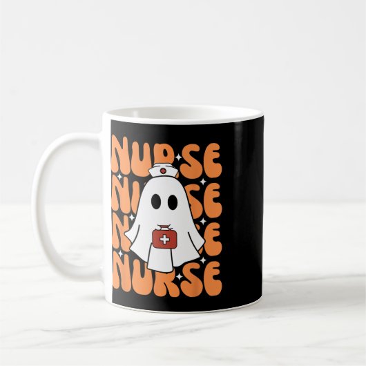 Groovy Halloween Nurse Ghost Funny Nursing Kostuum Koffiemok (Links)