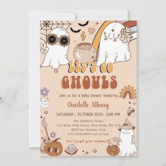 Groovy Halloween Party Schattige Ghost Baby shower Kaart (Voorkant)