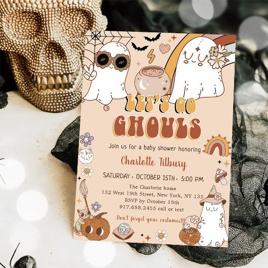 Groovy Halloween Party Schattige Ghost Baby shower Kaart