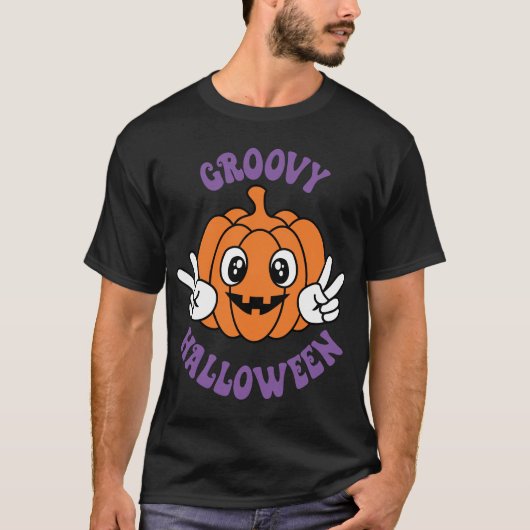 Groovy Halloween Pompoen - Grappig Halloween T-shirt (Voorkant)