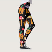 Groovy Halloween Pompoenen bloemen en paddenstoele Leggings (Rechts)