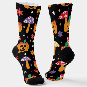 Groovy Halloween Pompoenen bloemen en paddenstoele Sokken