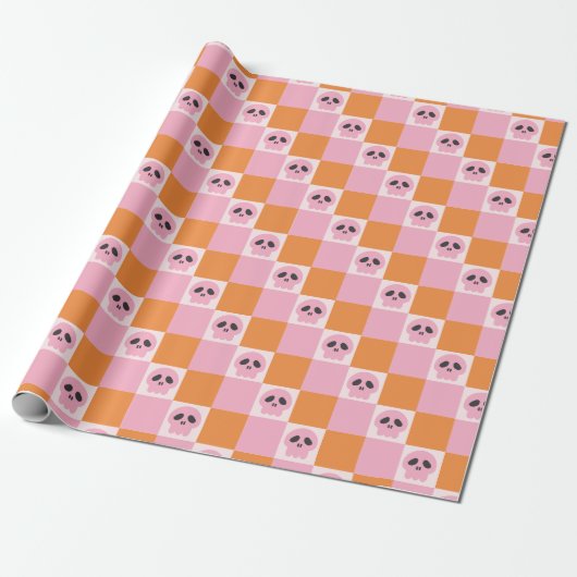 Groovy Halloween Retro Spooky Design Cadeaupapier (Uitgerold)