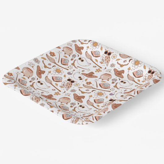 Groovy Halloween Retro Style Geesten Grappig Papieren Bordje (Gebogen)