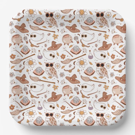 Groovy Halloween Retro Style Geesten Grappig Papieren Bordje (Voorkant)