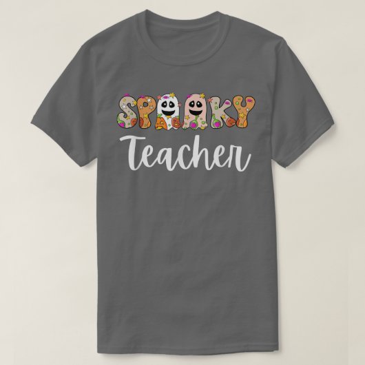 Groovy Halloween Spooky Teacher Trick of Teach Tea T-shirt (Design voorkant)