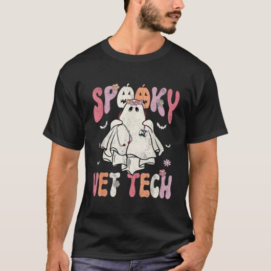 Groovy Halloween Spooky Vet Tech Veterinarian Flor T-shirt (Voorkant)