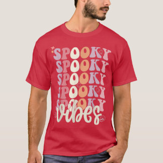 Groovy Halloween spooky vibes Retro Floral Boo Gho T-shirt