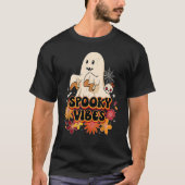 Groovy Halloween Spooky Vibes Retro Floral Ghost C T-shirt (Voorkant)