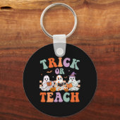 Groovy Halloween Trick of Teach Floral Ghost Teach Sleutelhanger (Voorkant)